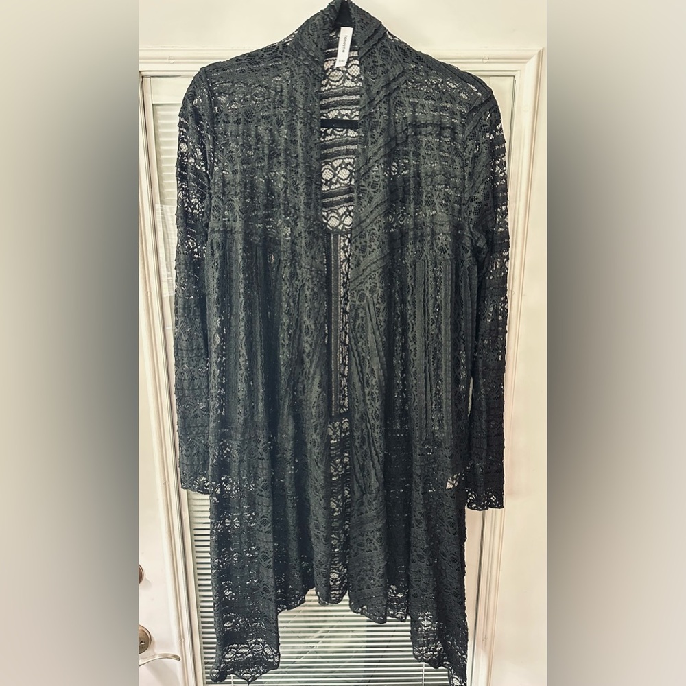Honeyme Charcoal Lace Knit Cardigan